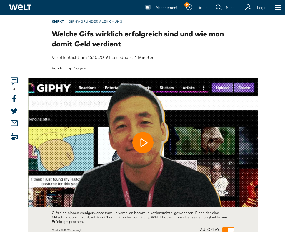 Screenshot WELT Nagels Giphy CEO